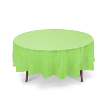10 PACK 84" Round Plastic Table Cover, Plastic Table Cloth Reusable (PEVA) (Lime Green)